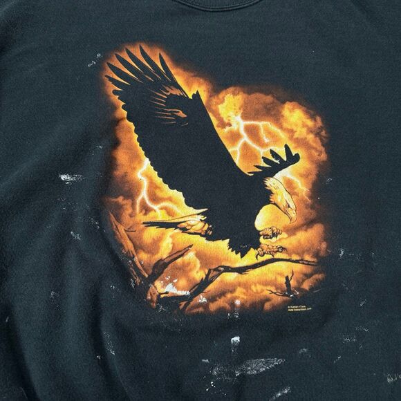 VINTAGE Eagle Anvil Human-I-Tees Painter Crewneck Sweatshirt Size L Distressed - Picture 4 of 8
